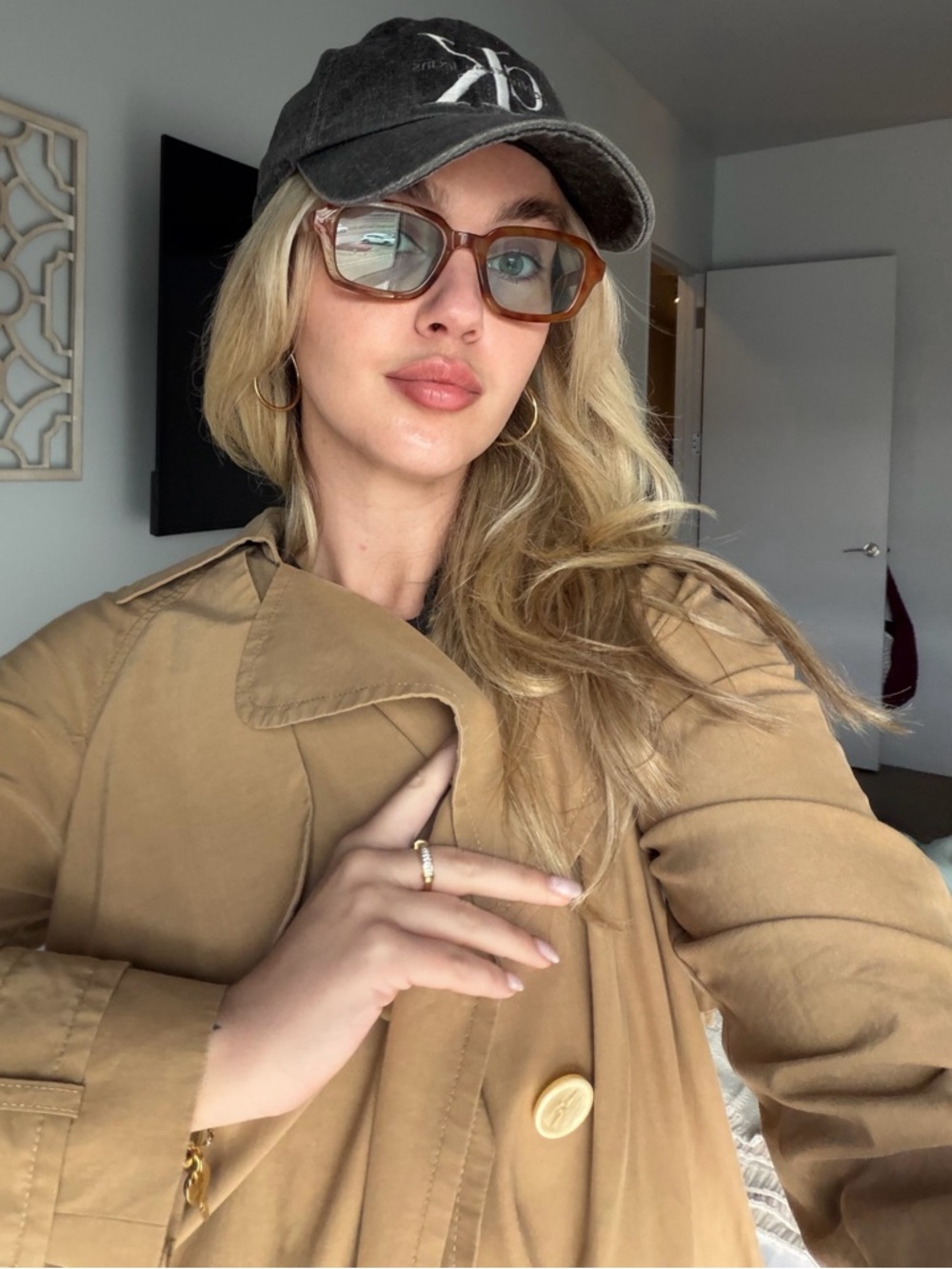 Ray Beams Japanese trench coat minimalist beige